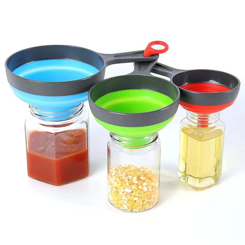 Kitchen Silicone Folding Funnel Set