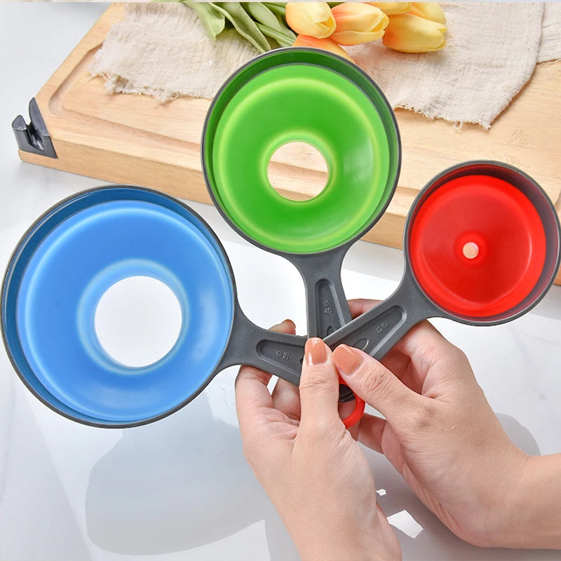 Kitchen Silicone Folding Funnel Set