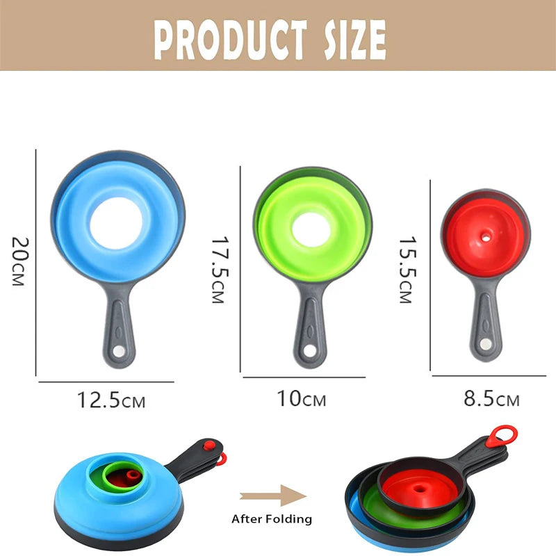Kitchen Silicone Folding Funnel Set